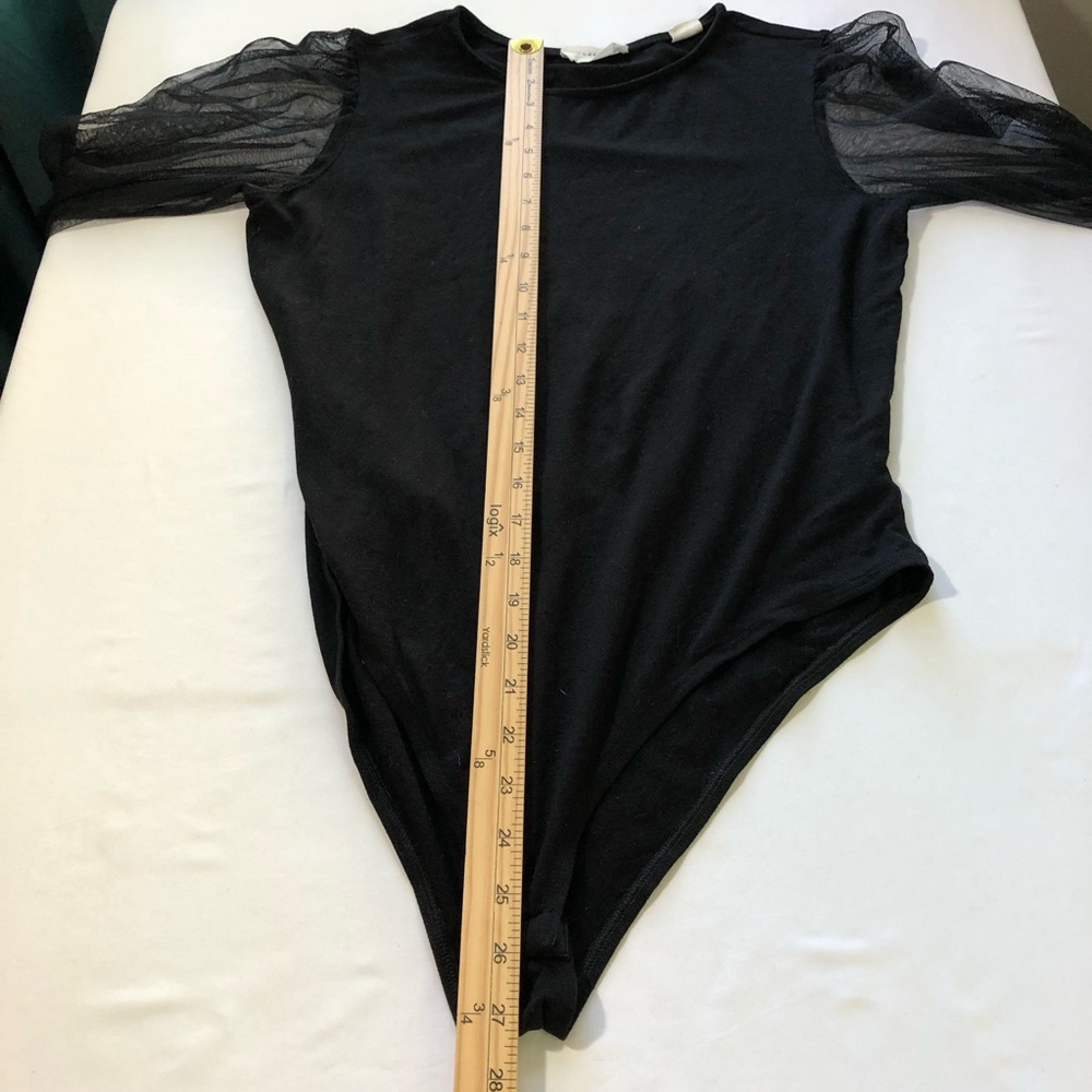 Marcella Bellerose Mixed Media Mesh Sleeve Black Bodysuit womens XL - Picture 10 of 13